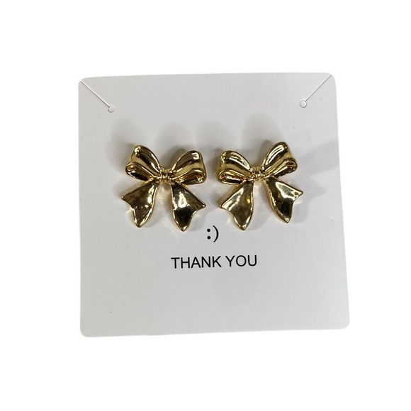 NWOT Gold Bow Stud Earrings - Picture 4 of 5